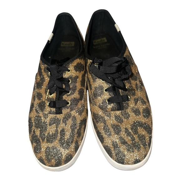 Keds x Kate Spade Leopard Print Glitter Sneakers, Size 9 - Picture 8 of 9
